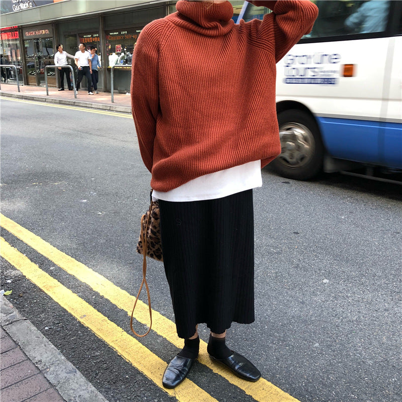 Women's Oversized Ribbed Turtleneck Sweater Pullover