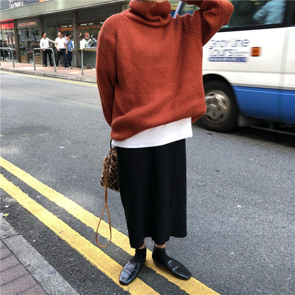 Women's Oversized Ribbed Turtleneck Sweater Pullover