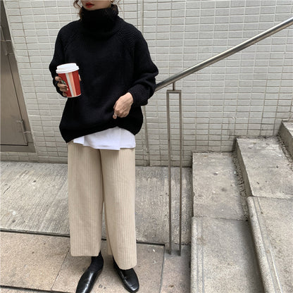 Women's Oversized Ribbed Turtleneck Sweater Pullover