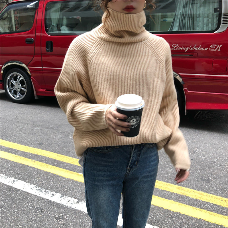 Women's Oversized Ribbed Turtleneck Sweater Pullover