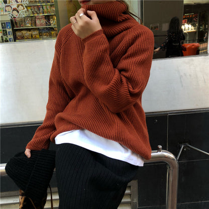 Women's Oversized Ribbed Turtleneck Sweater Pullover