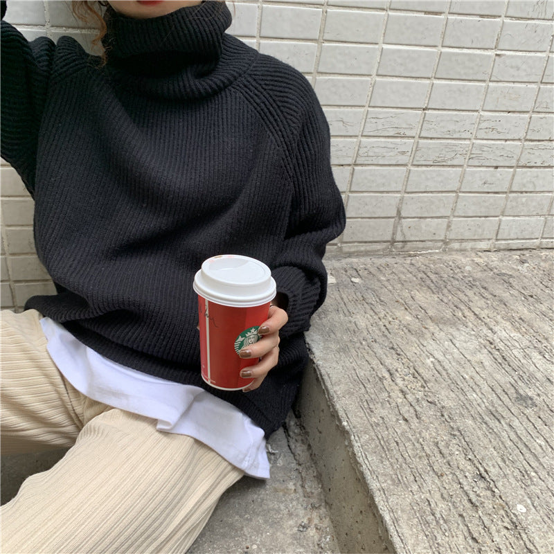 Women's Oversized Ribbed Turtleneck Sweater Pullover