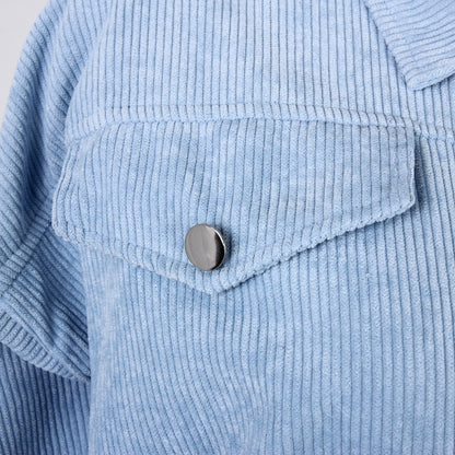Trendy Lantern Sleeve Corduroy Jacket for Fall & Winter