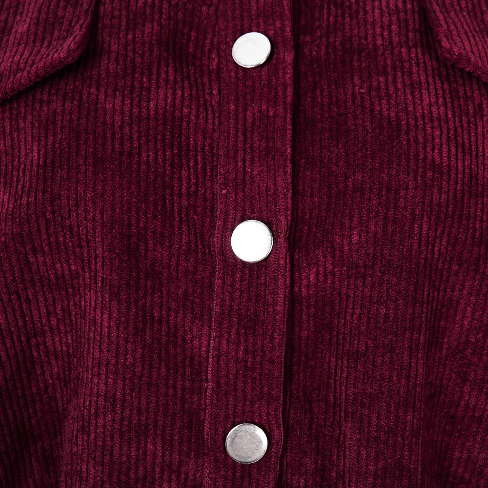 Trendy Lantern Sleeve Corduroy Jacket for Fall & Winter