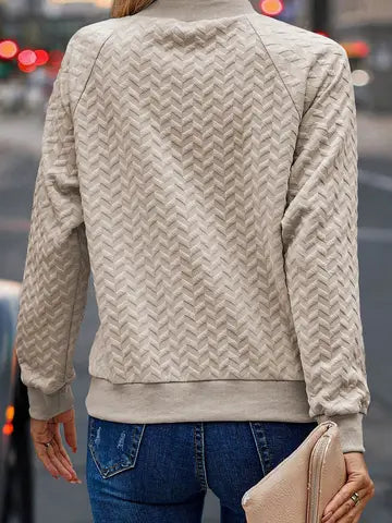Textured Raglan Sleeve Pullover Sweatshirt
