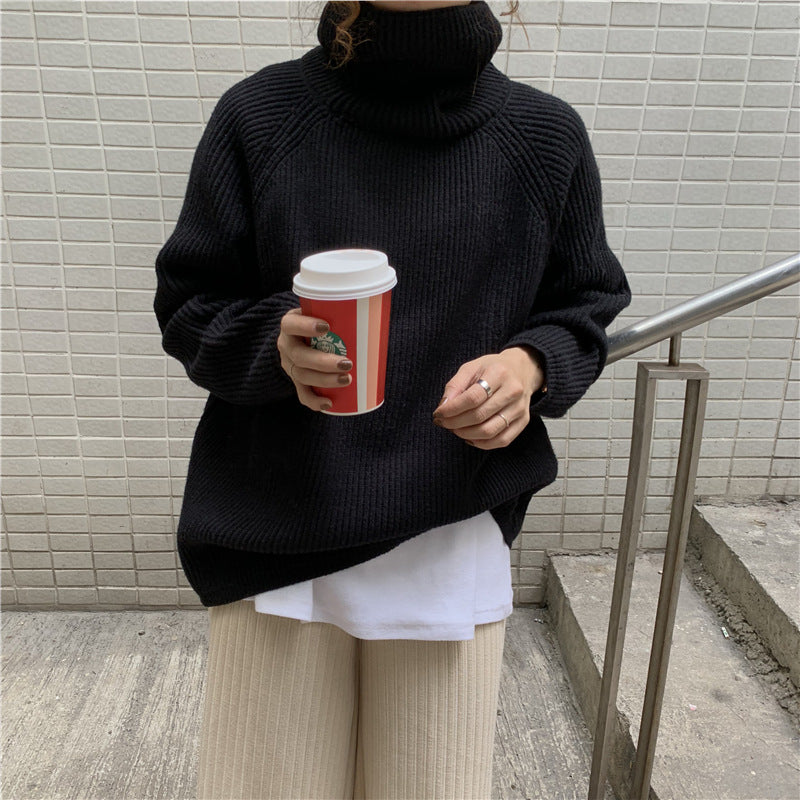 Women's Oversized Ribbed Turtleneck Sweater Pullover