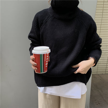Women's Oversized Ribbed Turtleneck Sweater Pullover