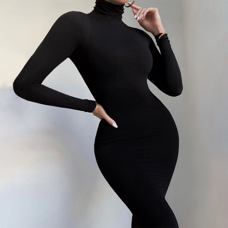 Women's Mock Neck Long Sleeve Bodycon Jumpsuit