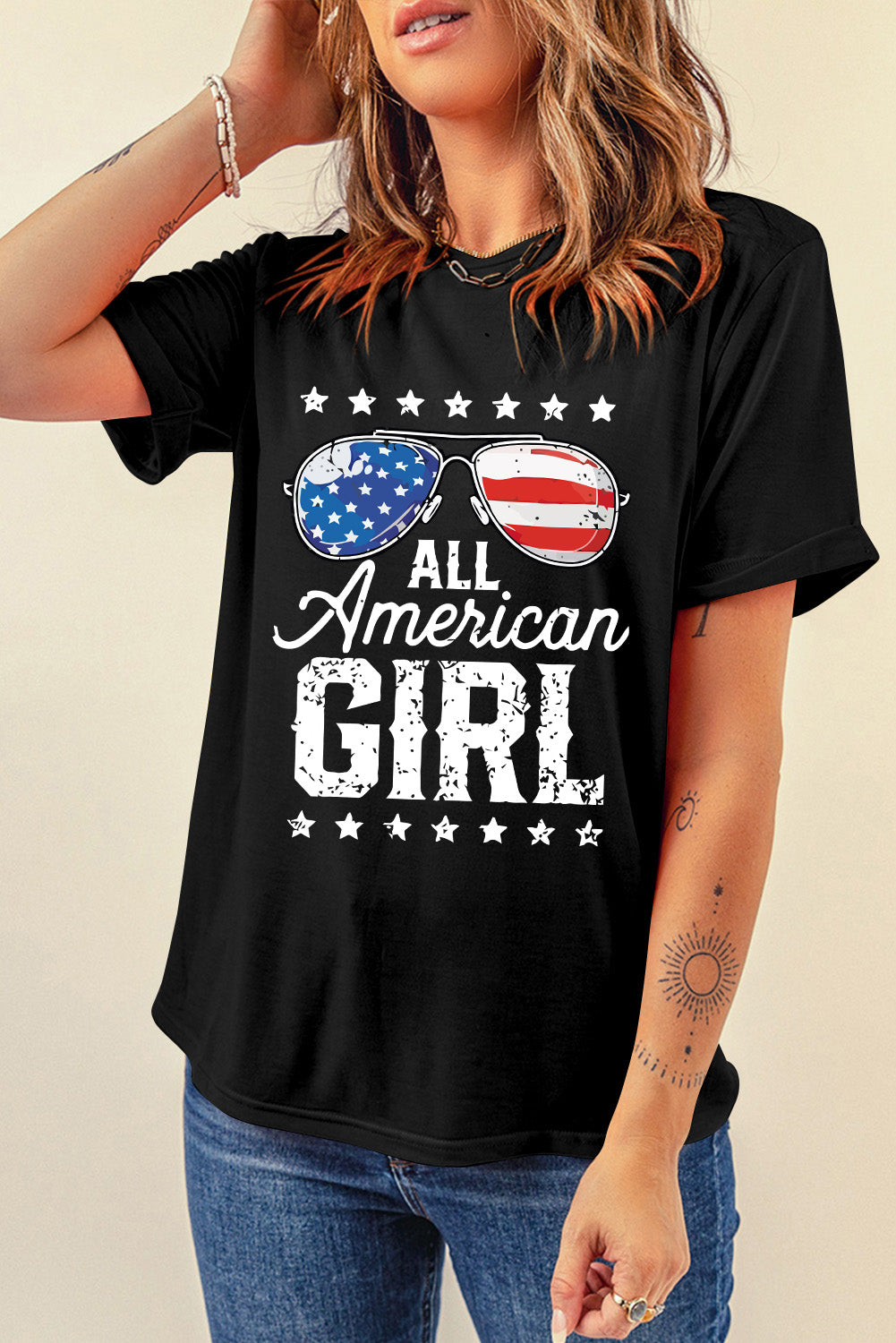 American Girl Graphic Tee Independence Day Flag Day Shirt