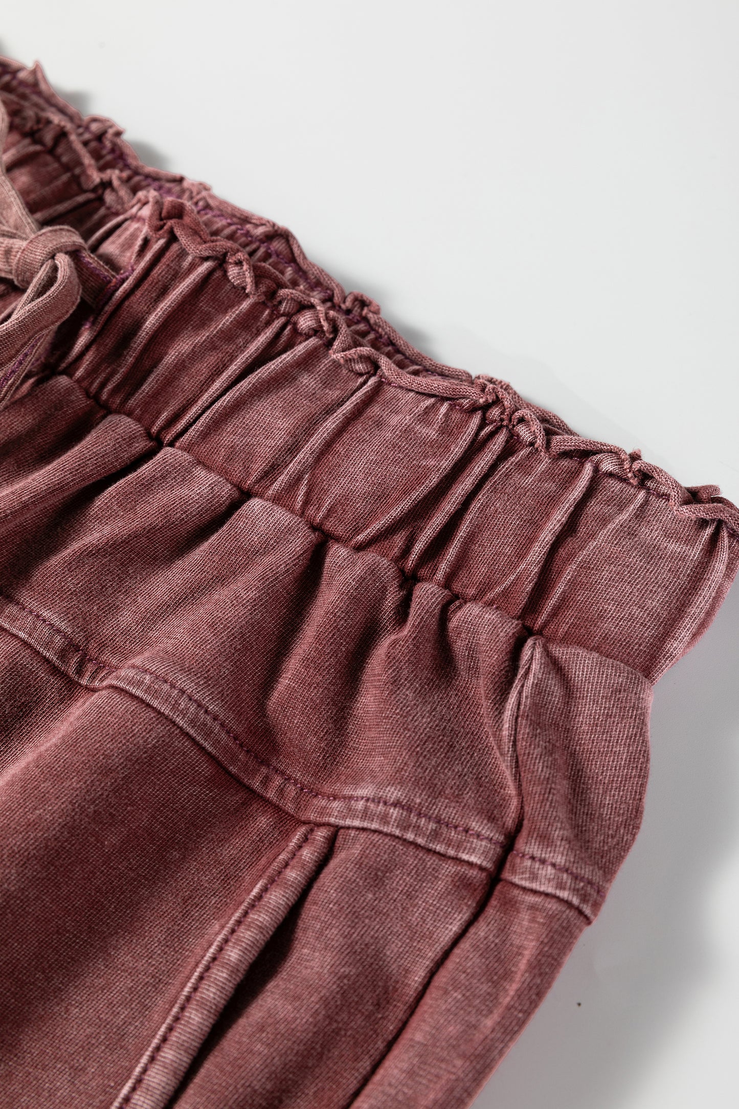 Mineral Wash High Waist Wide Leg Pants with Pockets