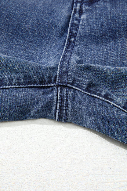 Dirty blue High Waist Button Zip Fly Bell Bottom Jeans