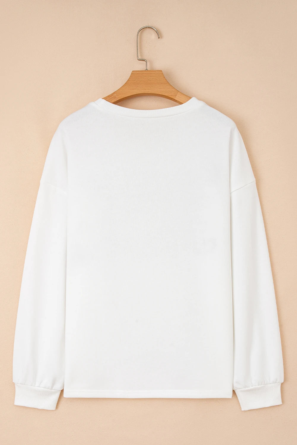 White HOLLY JOLLY Embroidered Graphic Pullover Sweatshirt