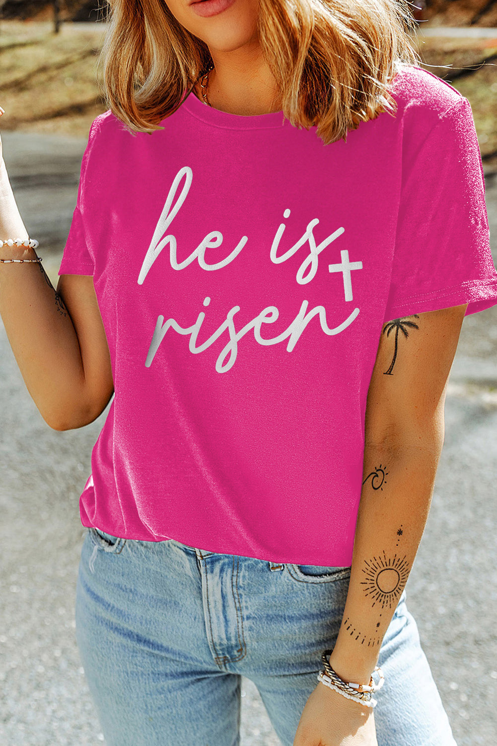 He Is Risen Christian Easter Graphic Tee