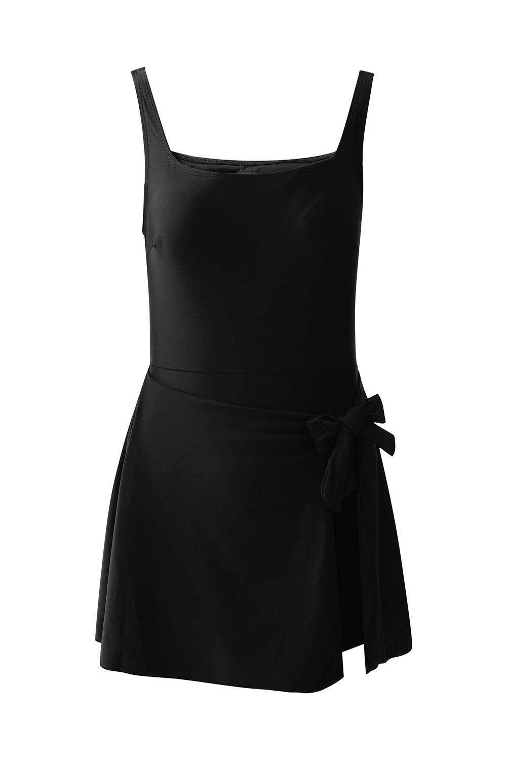 Square Neck Tie Waist One Piece Swim Dress Swimwear