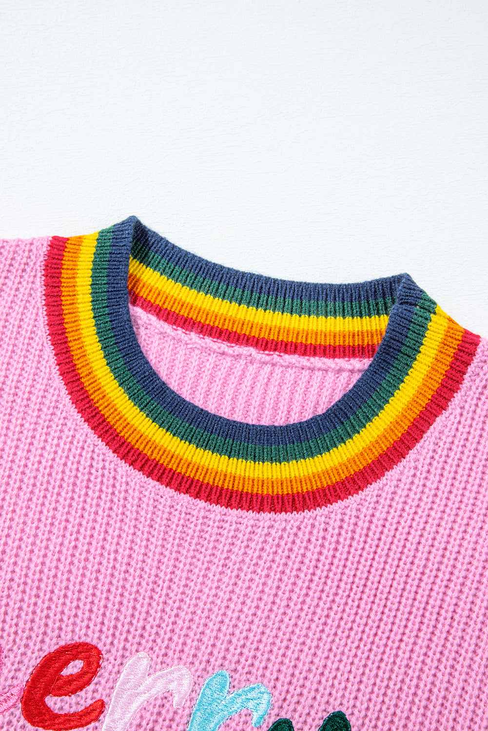 Bonbon Merry & Bright Colorful Stripes Trim Sweater