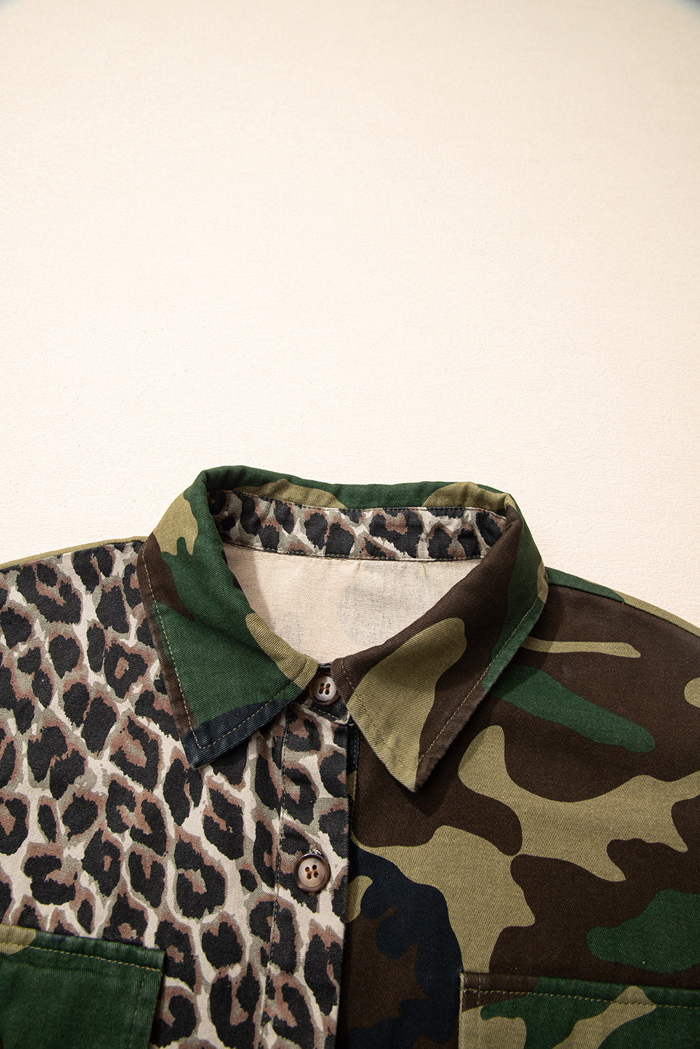 Leopard and Camo Patchwork Button Down Oversized Shacket