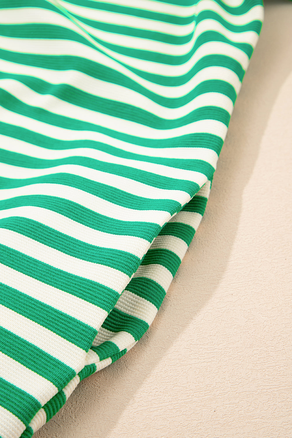 Green Stripe Contrast Collar Flutter Sleeve Mini Dress