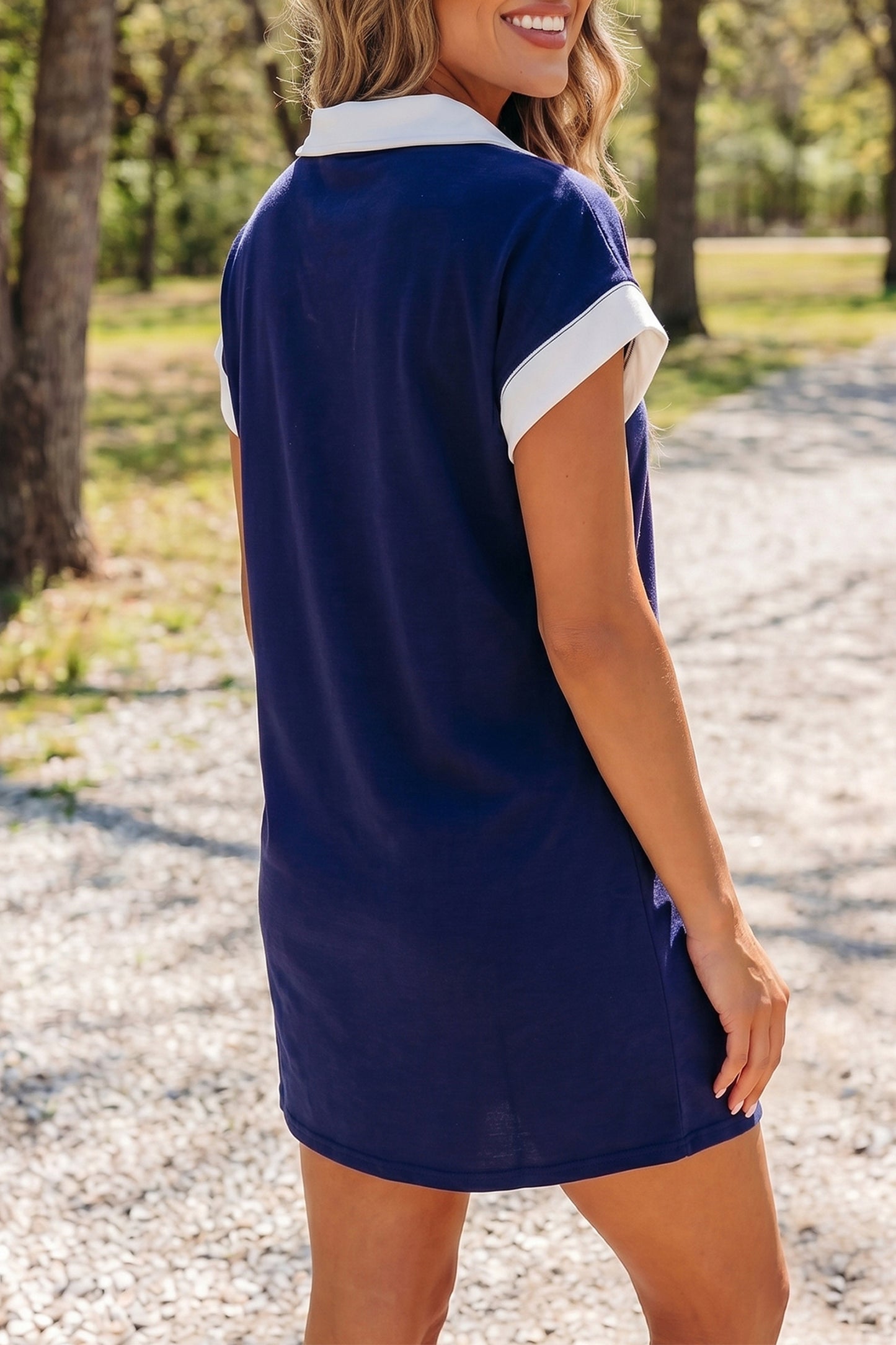Americana Colorblock Zip Collar Flag Day Dress Independence