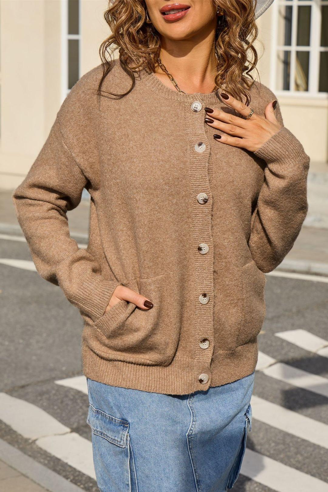 2025 Winter Plus Size Knit Cardigan with Pockets