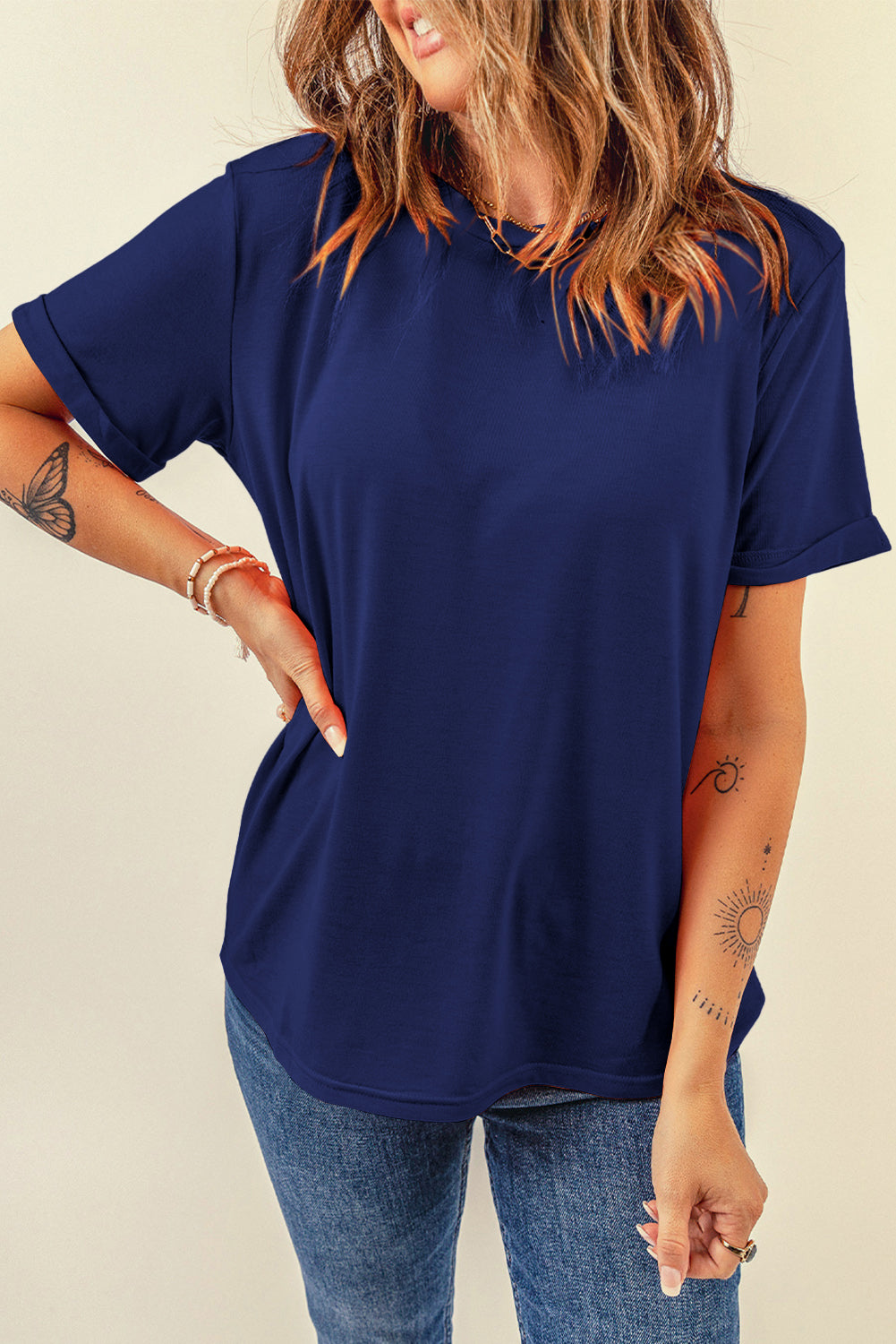 White Casual Crew Neck Short Sleeve Basic Tee