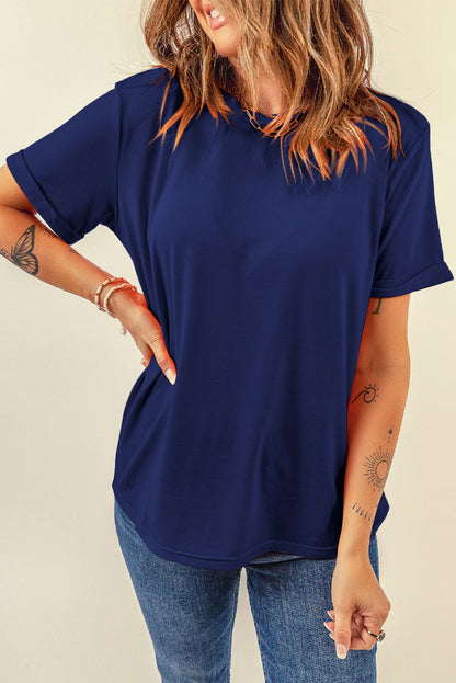 White Casual Crew Neck Short Sleeve Basic Tee