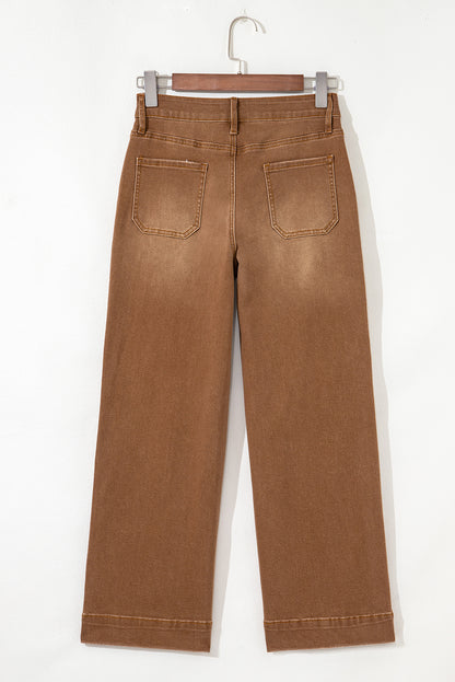 Breen Cropped High Rise Wide Leg Denim Pants