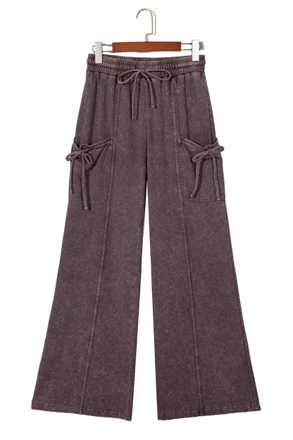 Women's Mineral Wash Cargo Pants with Drawstring Waist