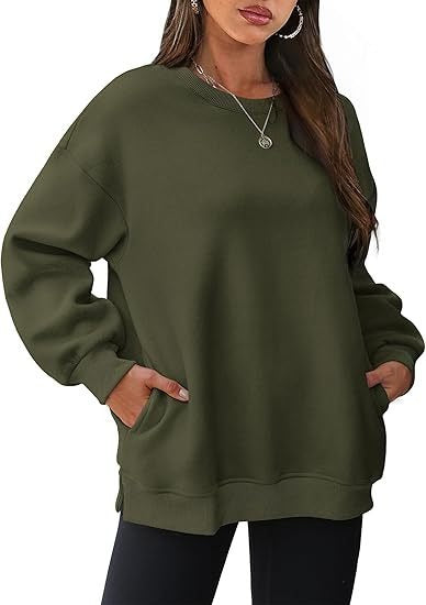 Oversized Crewneck Fleece Sweatshirt - Cozy Pullover Top