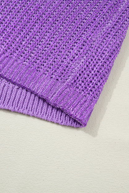 Mardi Gras Wisteria High Neck Knit Sweater Tee