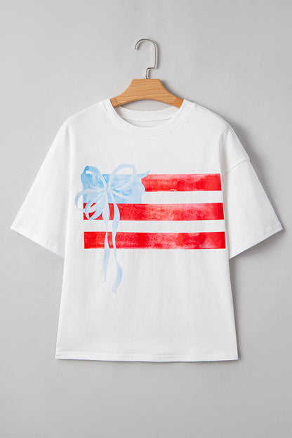 Blue Flag Bow Graphic Tee Flag Day Independence