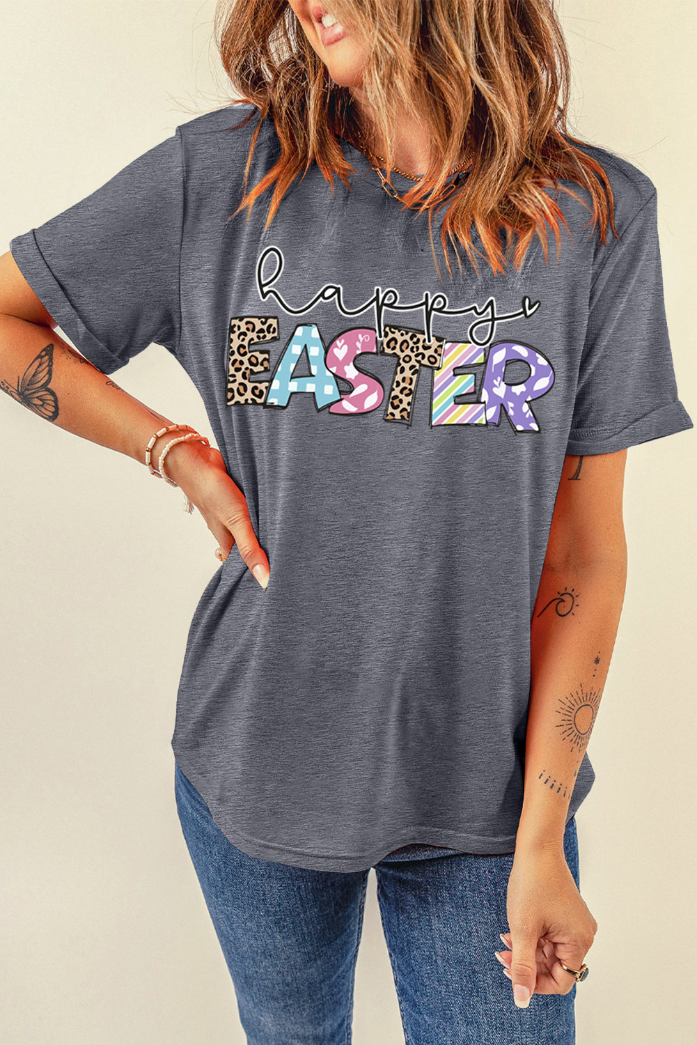 Happy EASTER Graphic Casual Crewneck Spring T Shirt