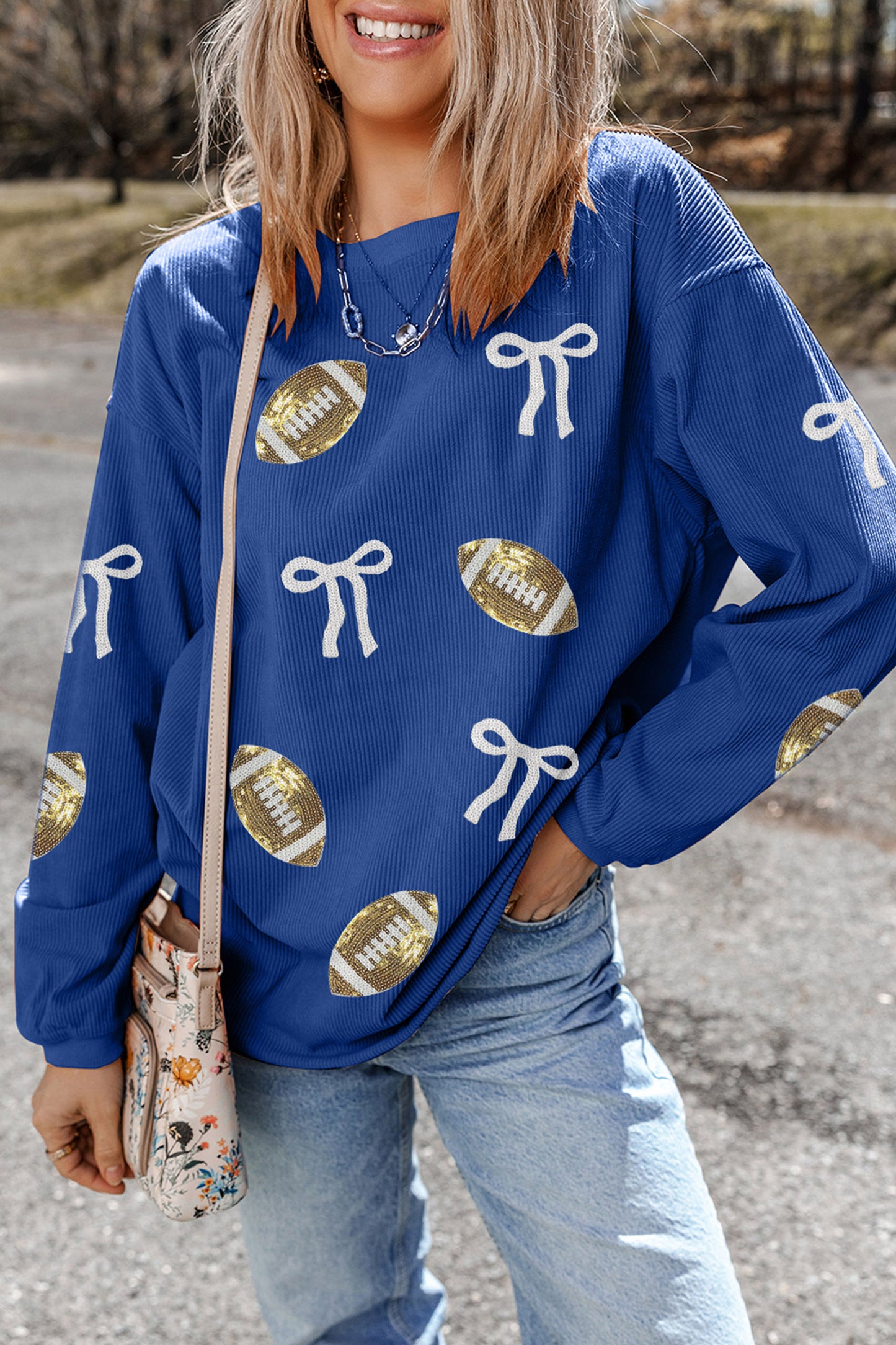 Back to School Gameday Football Bow Sweatshirt