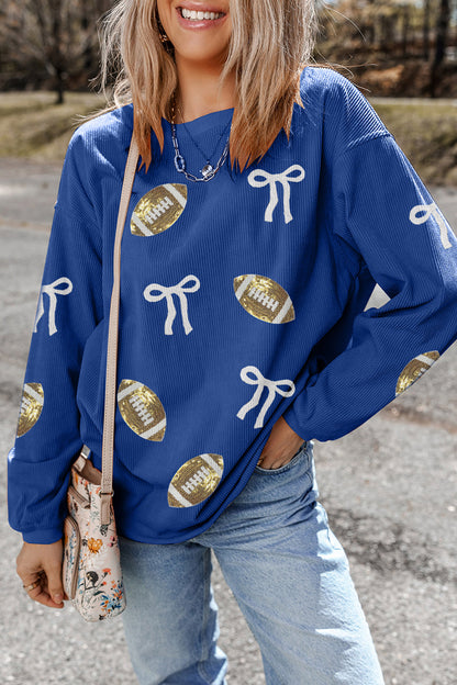 Back to School Gameday Football Bow Sweatshirt