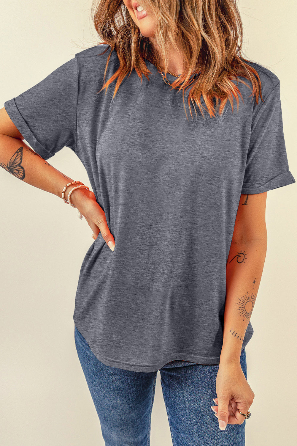 White Casual Crew Neck Short Sleeve Basic Tee