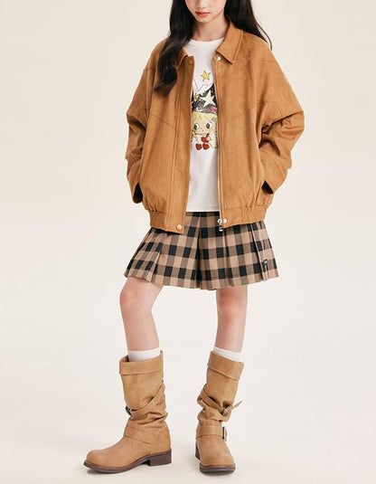 Girls' Plaid Pleated Skirt with Classic Fit
