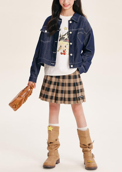 Girls' Plaid Pleated Skirt with Classic Fit