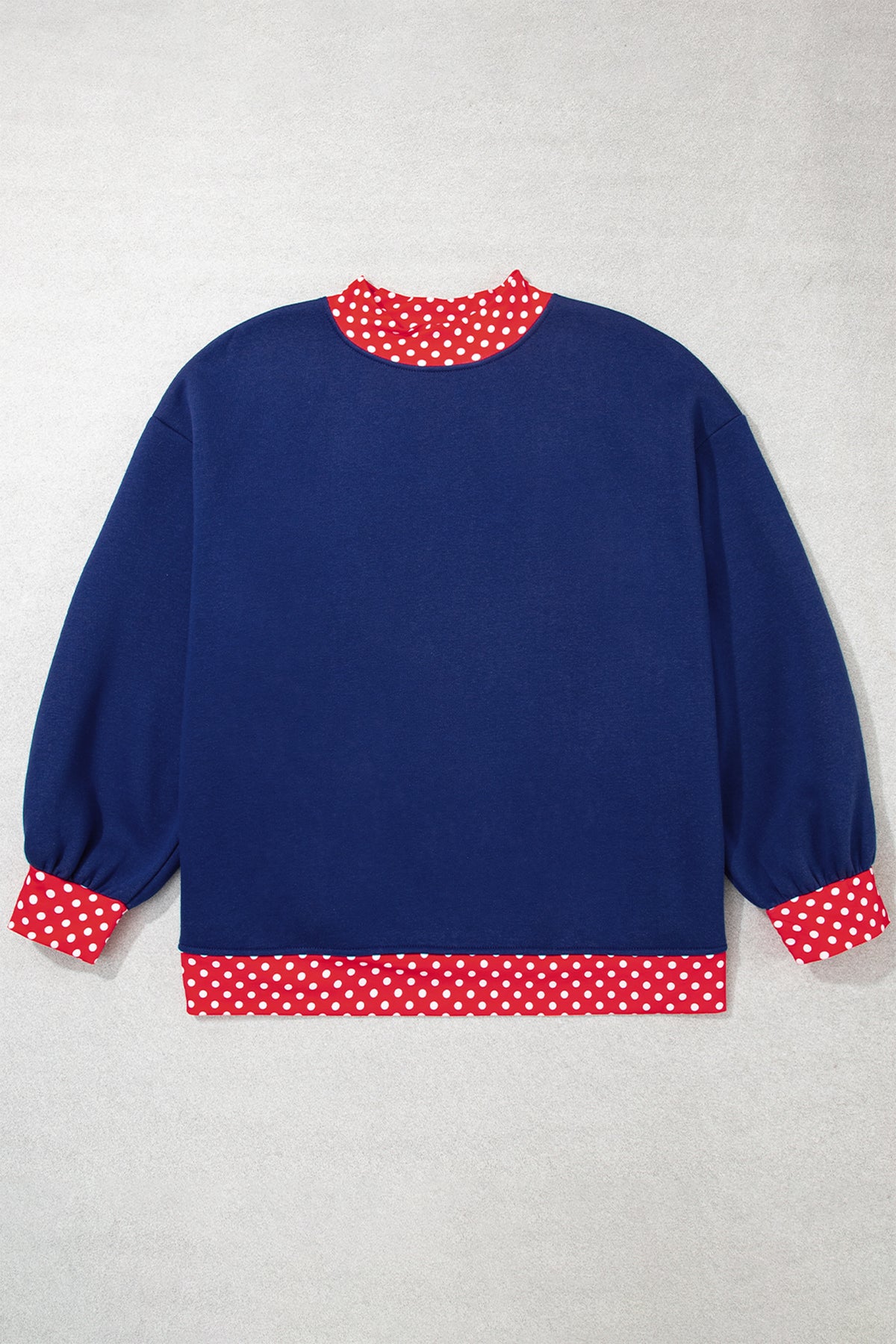 Polka Dot Trim Plus Size Crew Neck Tunic Sweatshirt