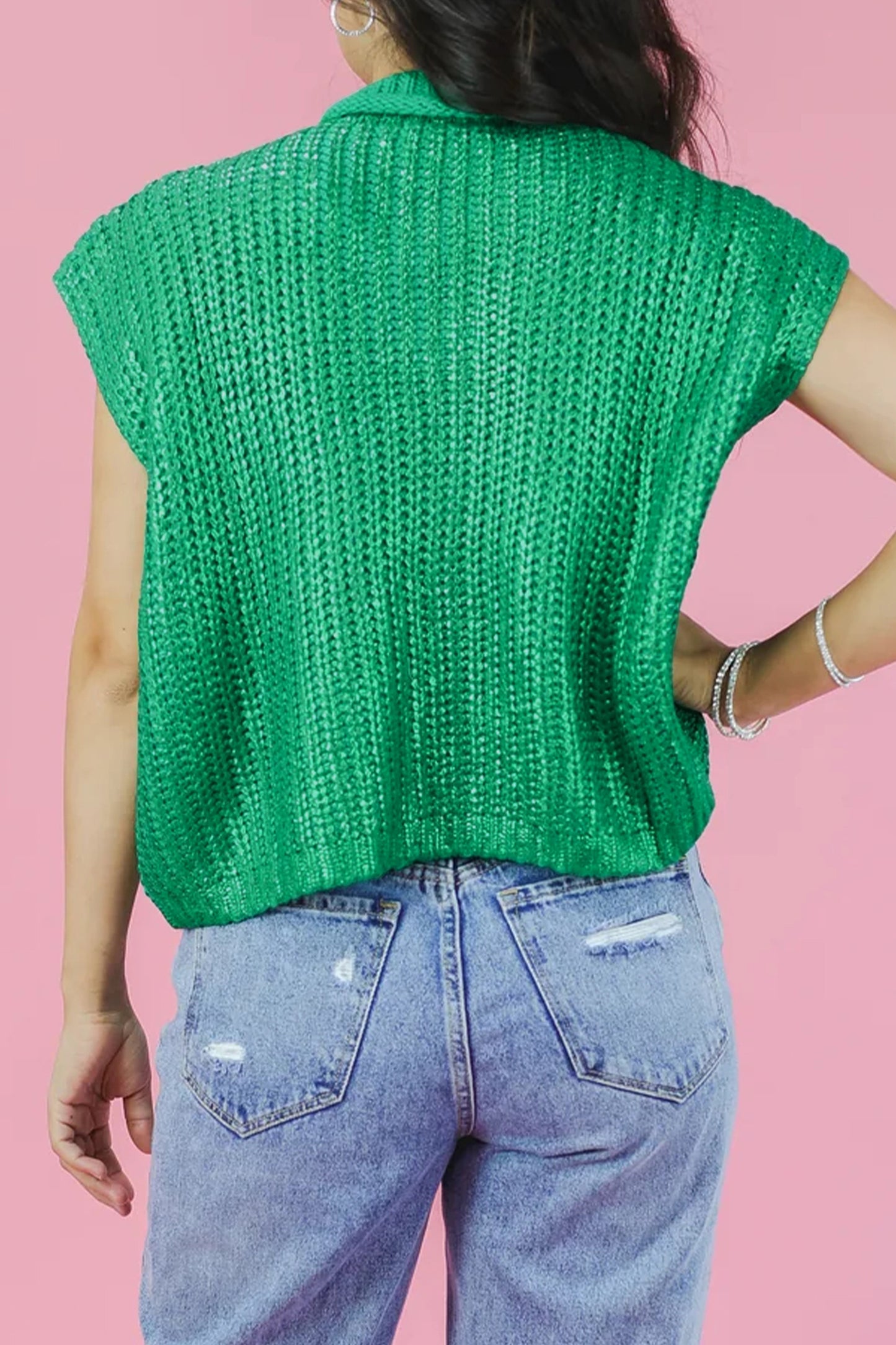 Mardi Gras Wisteria High Neck Knit Sweater Tee