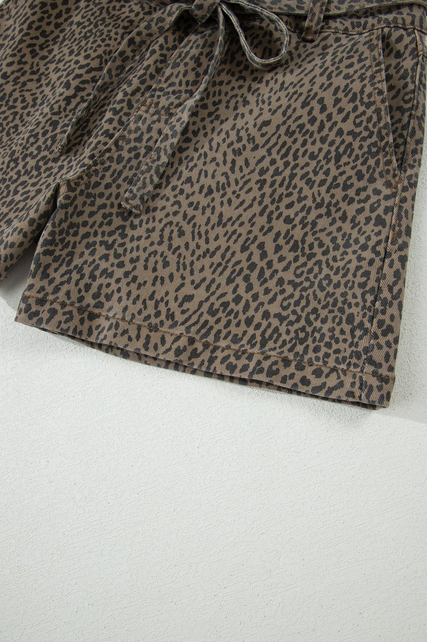 Leopard Print High Waist Loose Denim Shorts