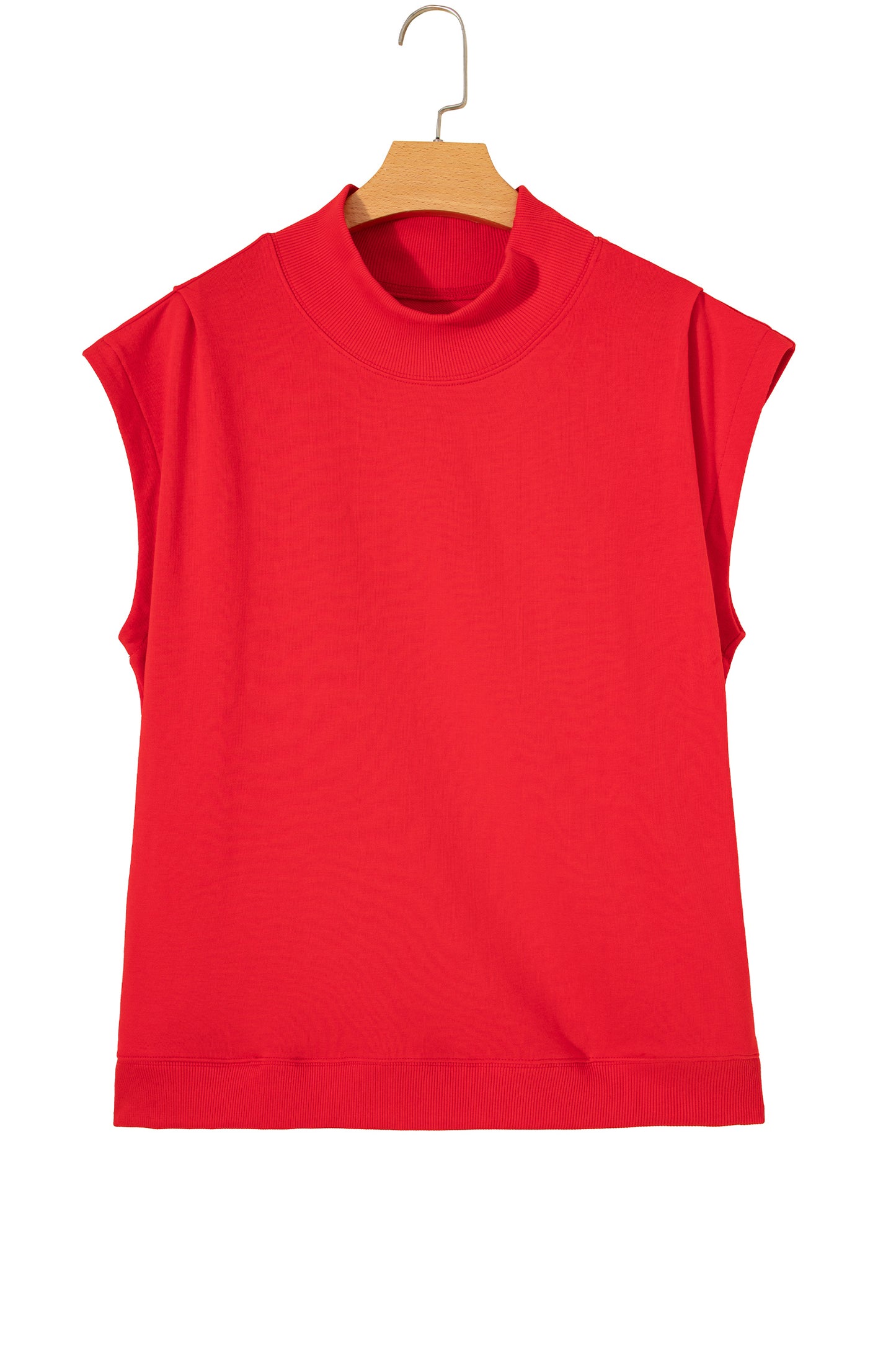 High Neck Cap Sleeve Loose Casual Top