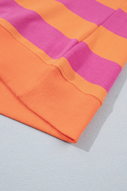 Rose Stripe Colorblock Mock Neck Relaxed Sweatshirt