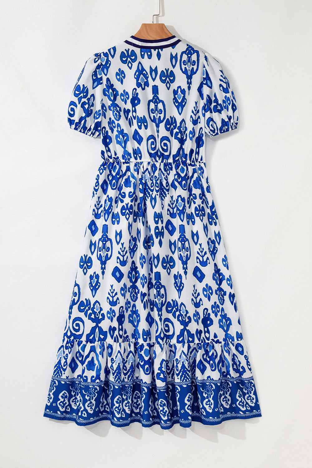 White Floral Contrast Trim V Neck Maxi Dress