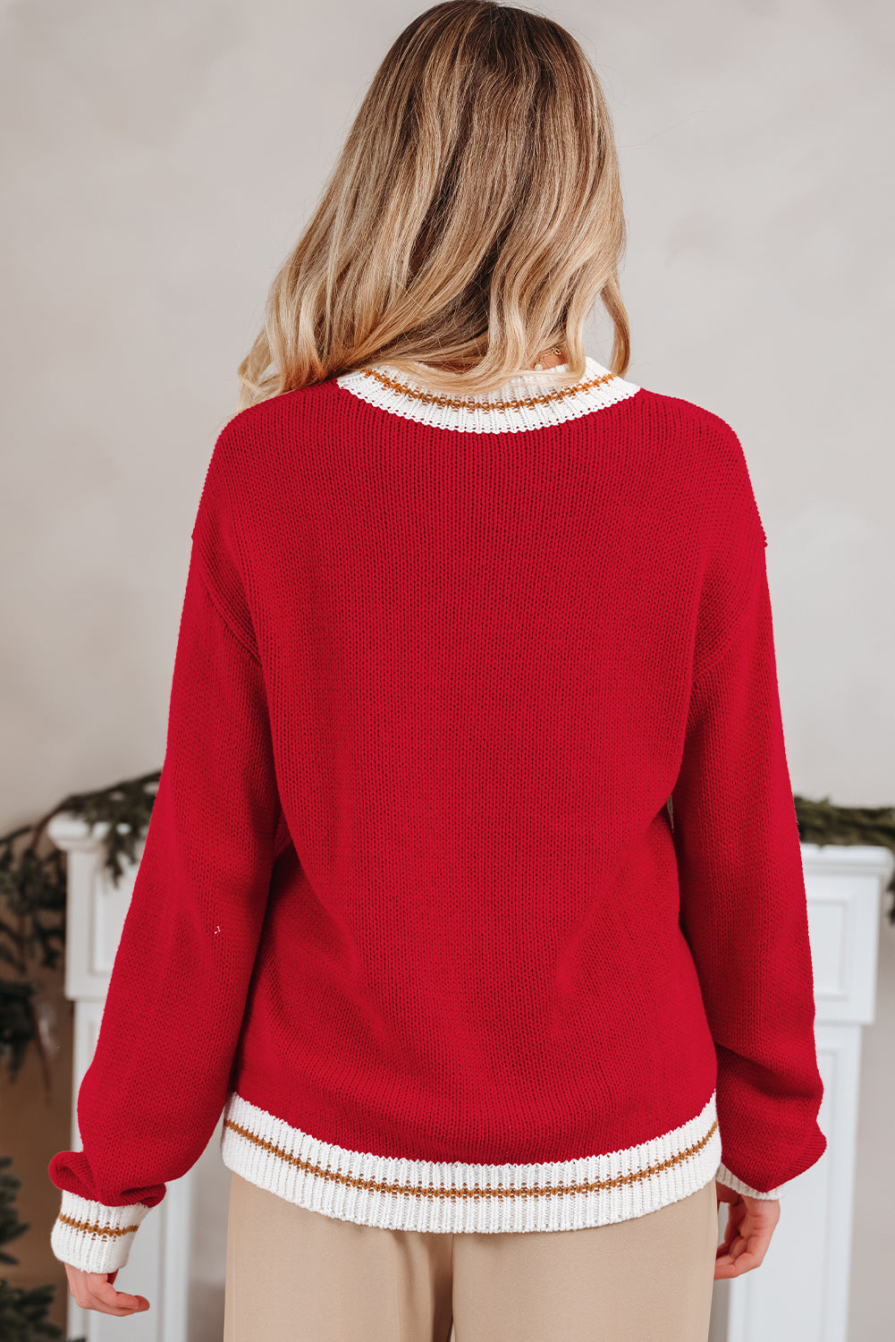 Red MERRY Graphic Drop Shoulder Holiday Knit Sweater