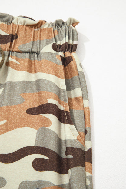 Camo Print Drawstring Elastic Waist Jogger Pants