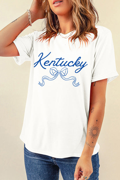 Kentucky Bow Graphic Short Sleeve Casual T Shirt