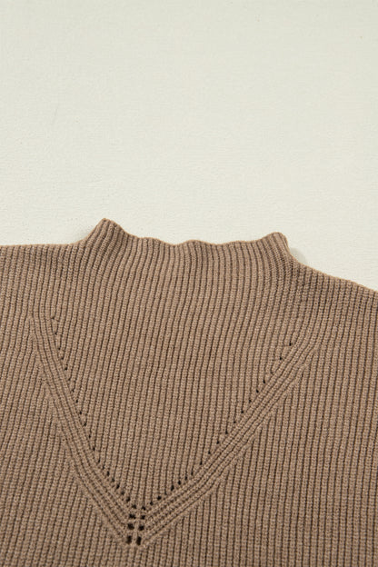 Western Ribbed Knit Mock Neck Sleeveless Sweater Top