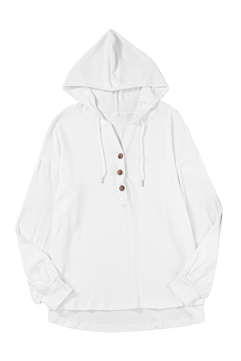 Buttoned High and Low Hem Hoodie