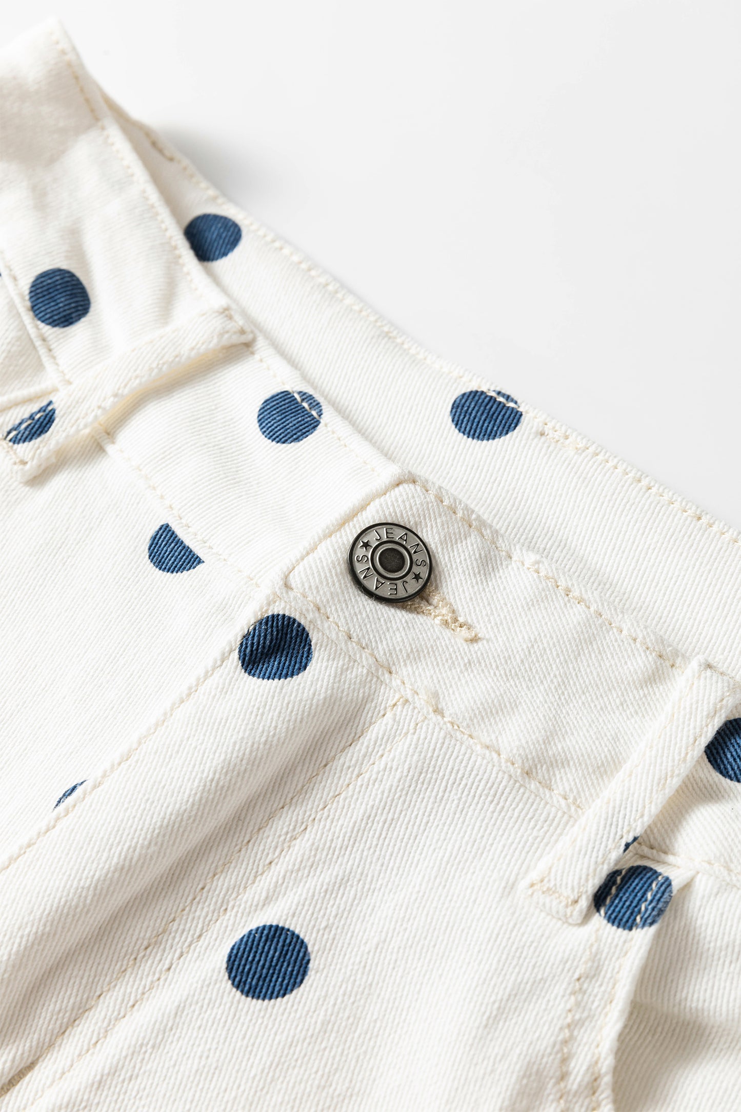 Blue Polka Dot Barrel Jeans High Waist Wide Leg Pants