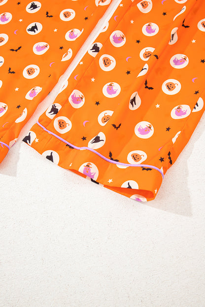 Women's Halloween Pumpkin Print Long Sleeve Pajama Set