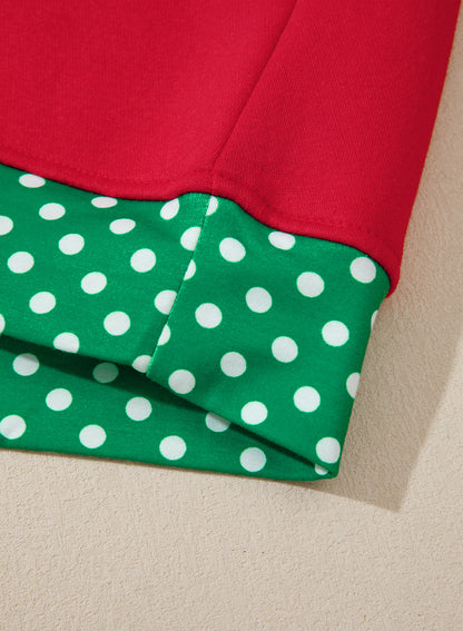 Polka Dot Trim Plus Size Crew Neck Tunic Sweatshirt